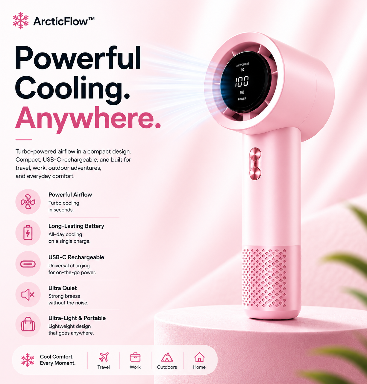 Mini Handheld Fan USB Fast Charging Portable High-Speed Mute Air Calculator Fan for Travel And Outdoor Activities