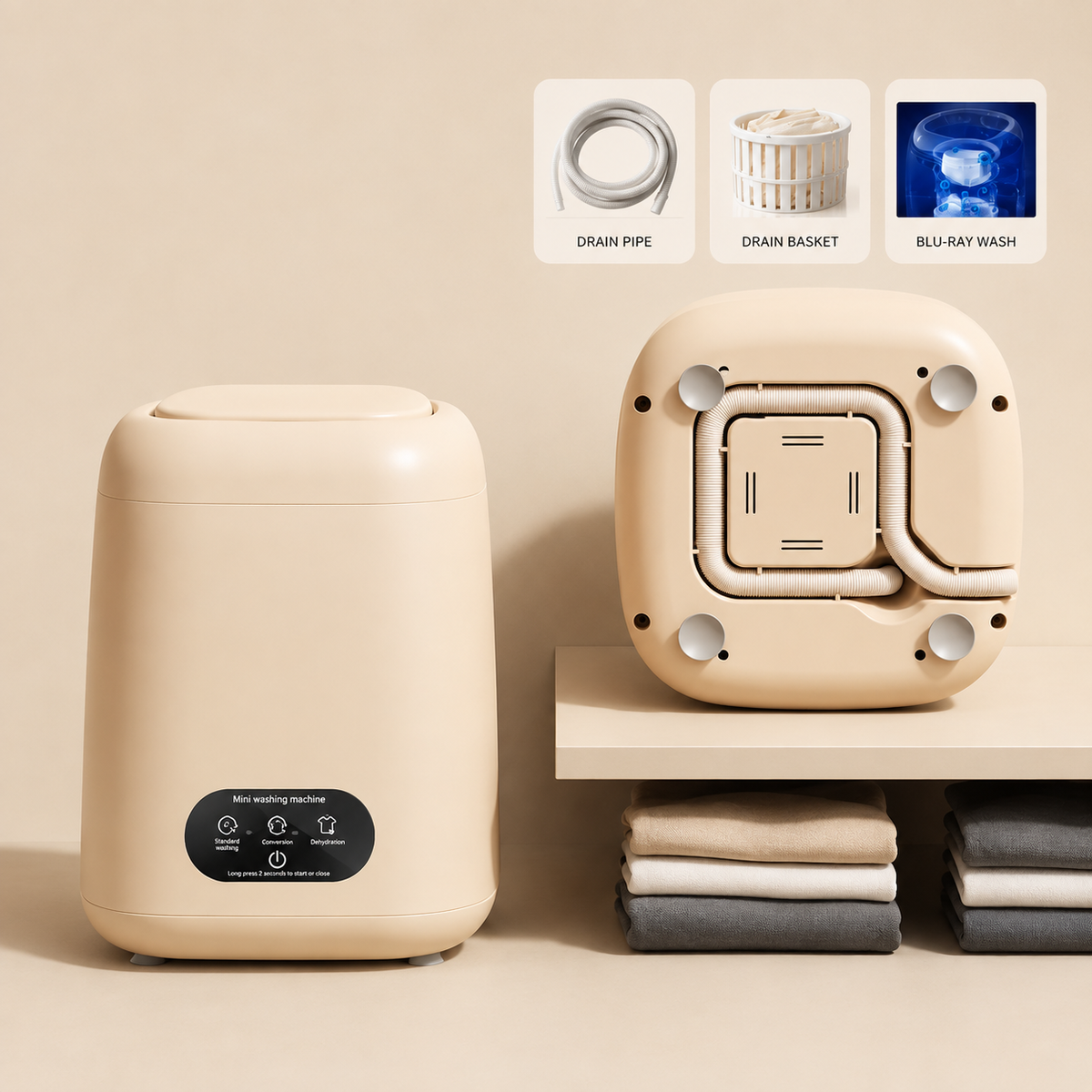 ArcticFlow™ Mini Portable Washing Machine | Compact 9L Washer