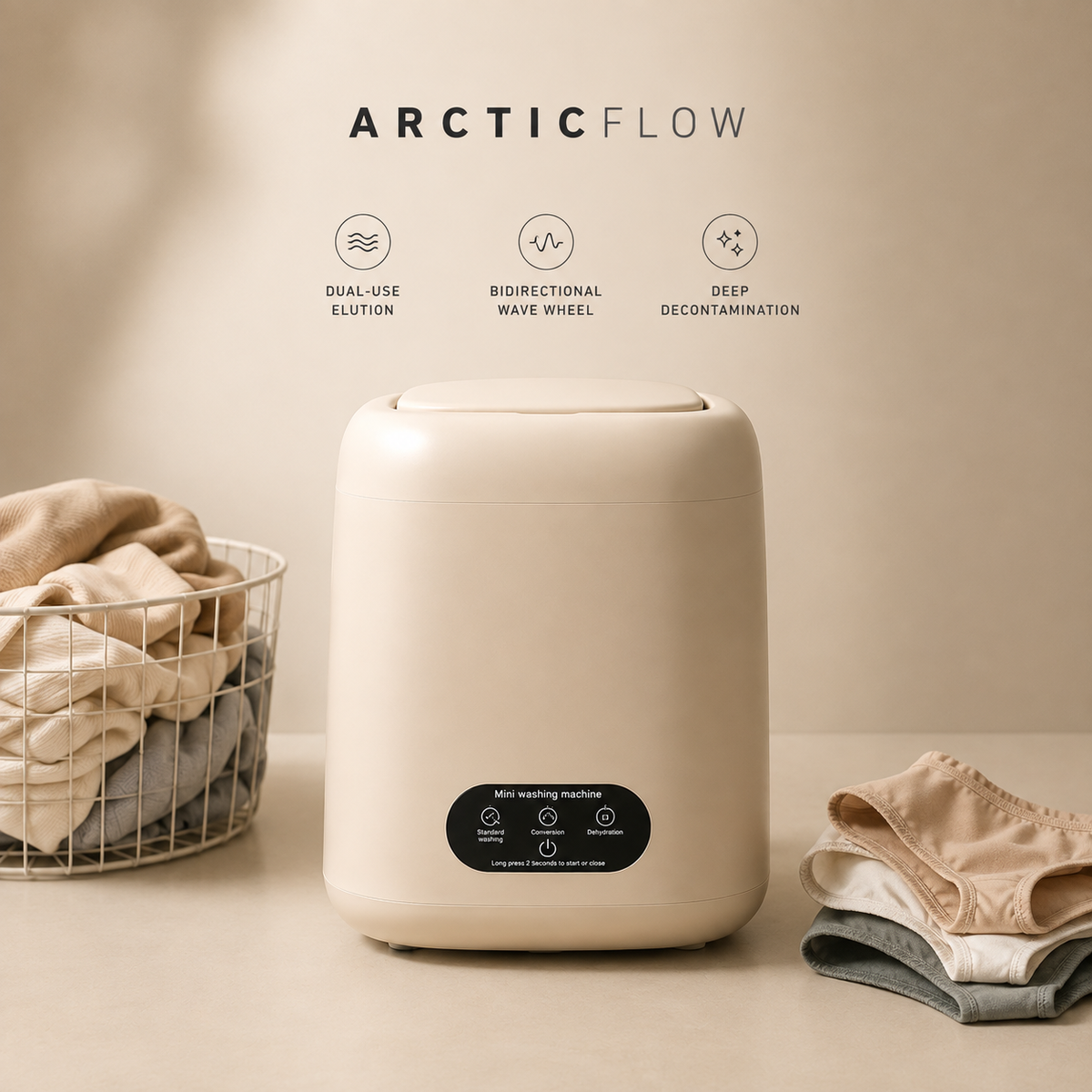 ArcticFlow™ Mini Portable Washing Machine | Compact 9L Washer