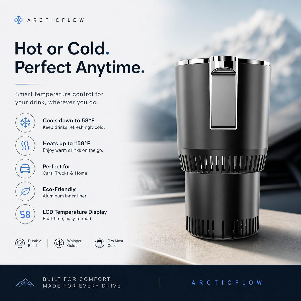 ArcticFlow 2-in-1 Car Cup Cooler & Warmer
