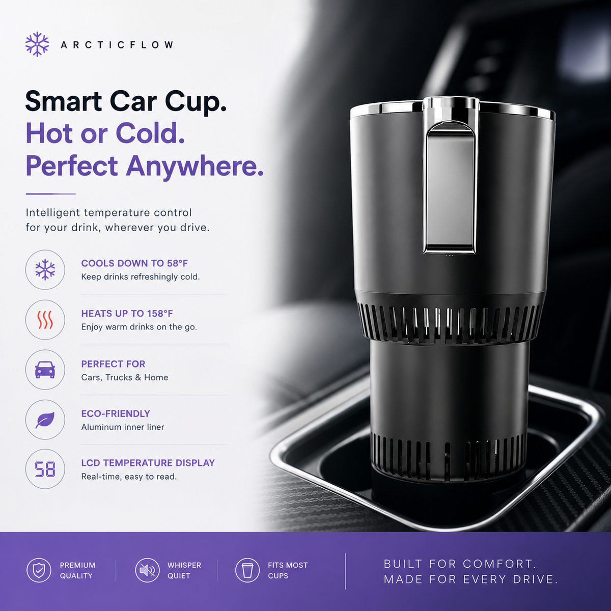 ArcticFlow 2-in-1 Car Cup Cooler & Warmer