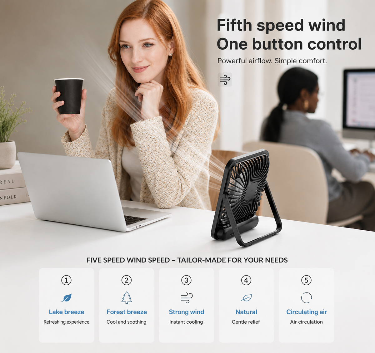 ArcticFlow™ Rechargeable Desk Fan