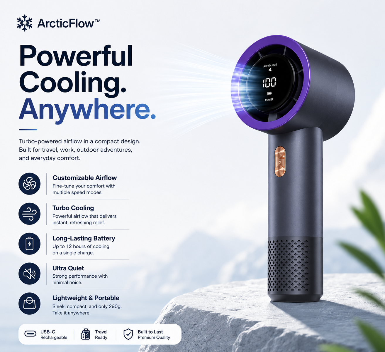 Mini Handheld Fan USB Fast Charging Portable High-Speed Mute Air Calculator Fan for Travel And Outdoor Activities