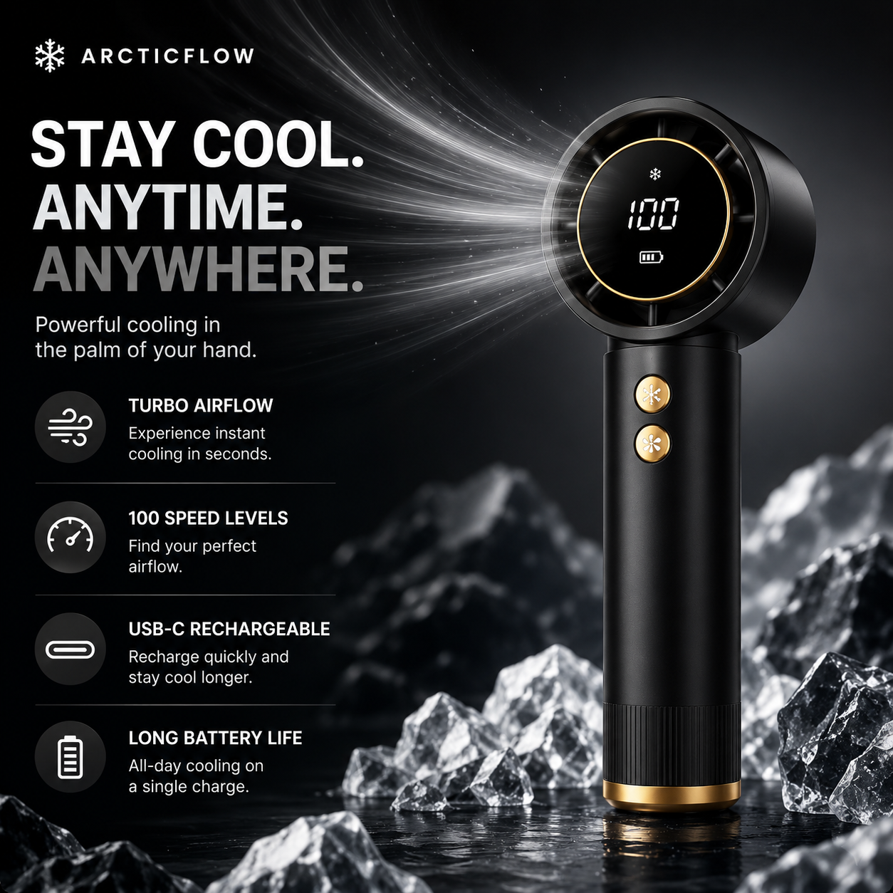 ArcticFlow™ 100-Speed Turbo Handheld Fan