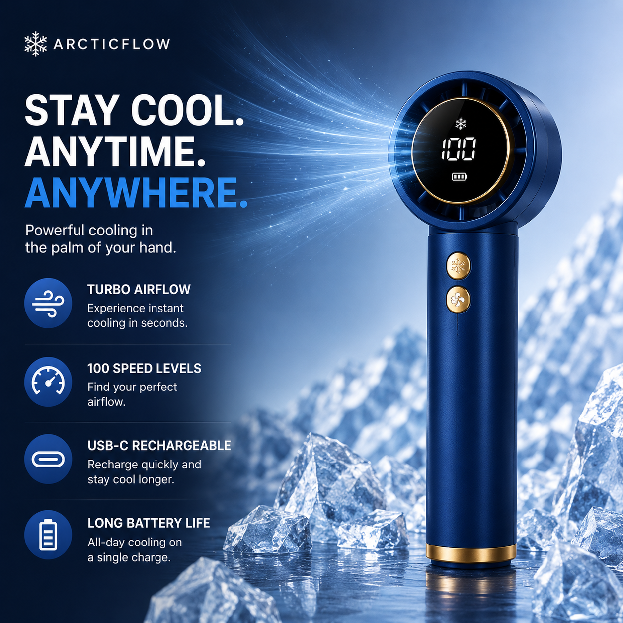 ArcticFlow™ 100-Speed Turbo Handheld Fan