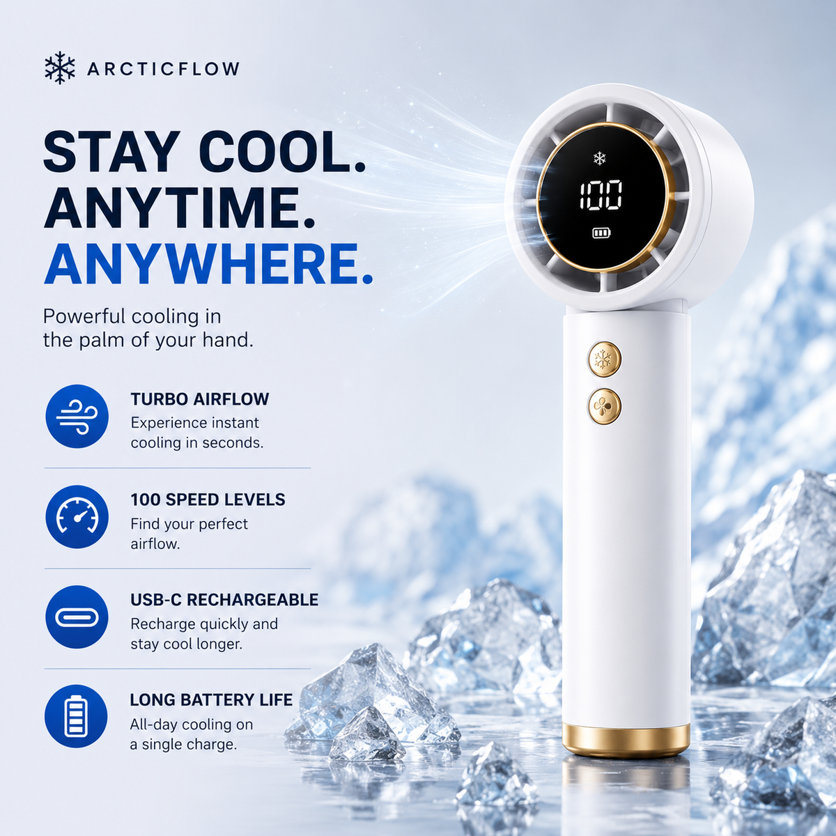 ArcticFlow™ 100-Speed Turbo Handheld Fan
